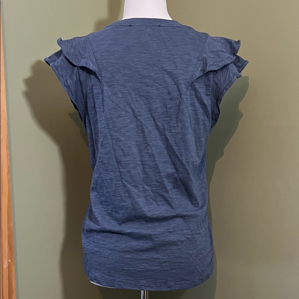 WHBM Slate Blue Ruffle Top - Picture 3 of 3